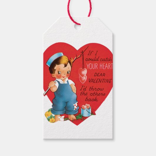 Antiek Valentijn Boy Heart Cadeaulabel (Voorkant)
