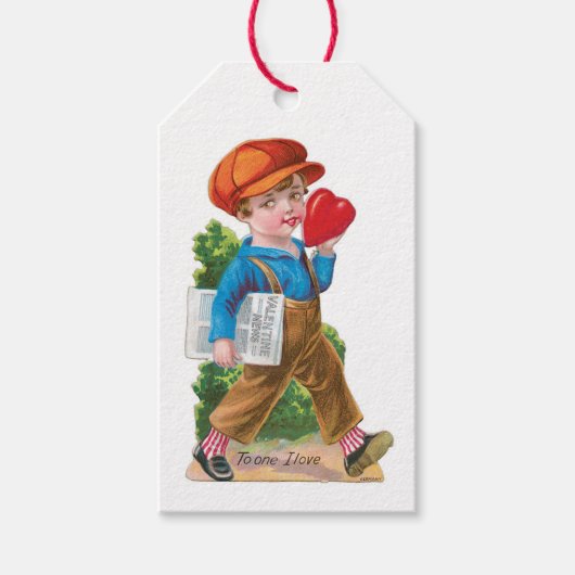 Antiek Valentijn Boy Heart Cadeaulabel (Voorkant)