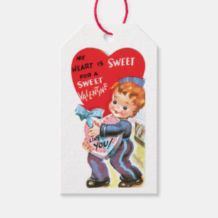 Antiek Valentijn Boy Heart Cadeaulabel