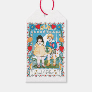 Antiek Valentijn Couple Heart Cadeaulabel