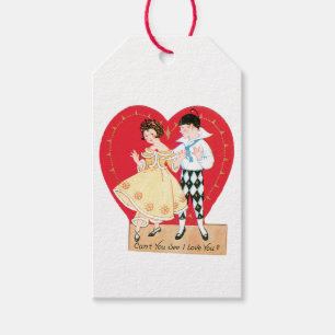 Antiek Valentijn Couple Heart Cadeaulabel