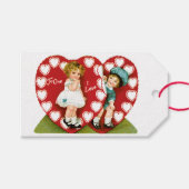 Antiek Valentijn Couple Heart Cadeaulabel (Voorkant (Horizontaal))