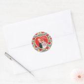 Antiek Valentijn Couple Heart Ronde Sticker (Envelop)