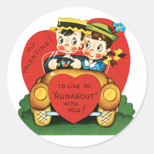 Antiek Valentijn Couple Heart Ronde Sticker