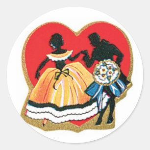 Antiek Valentijn Couple Heart Ronde Sticker
