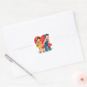 Antiek Valentijn Couple Heart Ronde Sticker (Envelop)