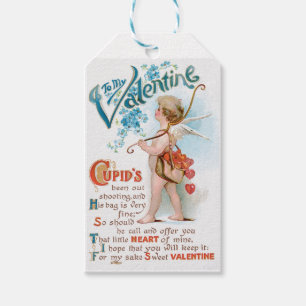 Antiek Valentijn Cupid Heart Cadeaulabel