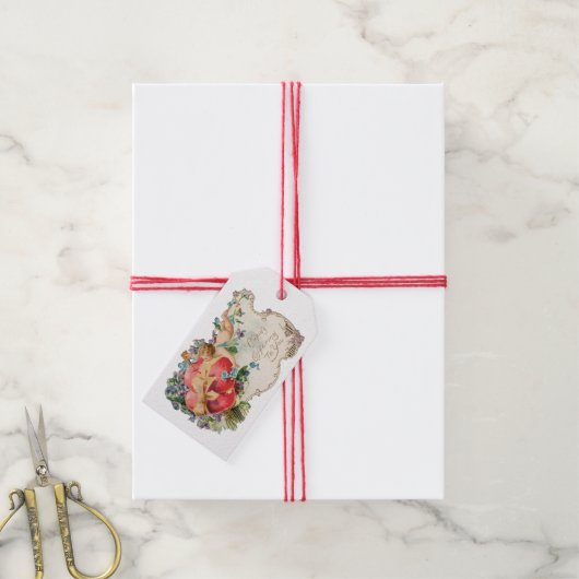 Antiek Valentijn Cupid Heart Cadeaulabel (Met Touw)