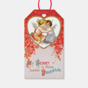 Antiek Valentijn Cupid Heart Cadeaulabel