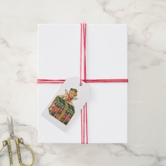 Antiek Valentijn Cupid Heart Cadeaulabel (Met Touw)