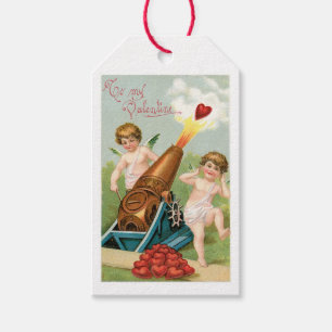 Antiek Valentijn Cupid Heart Cadeaulabel
