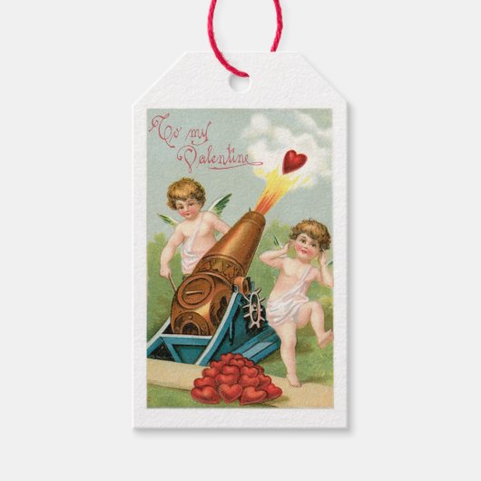 Antiek Valentijn Cupid Heart Cadeaulabel (Voorkant)