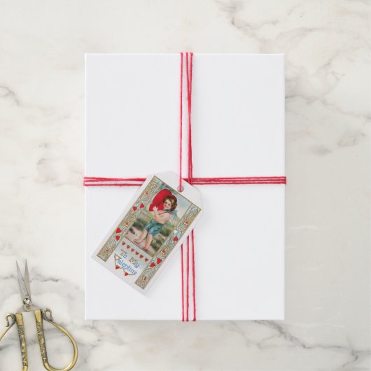 Antiek Valentijn Cupid Heart Cadeaulabel (Met Touw)