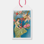 Antiek Valentijn Cupid Heart Lady Cadeaulabel (Voorkant)