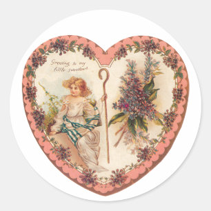 Antiek Valentijn Cupid Heart Ronde Sticker