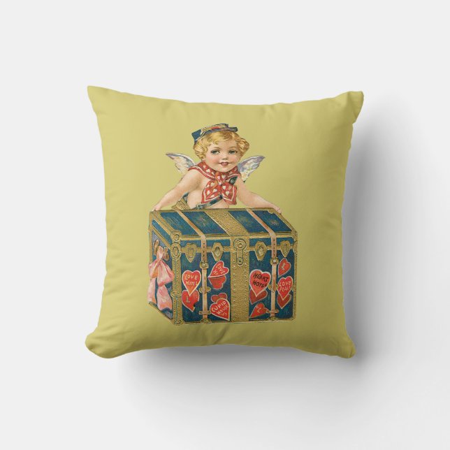 Antiek Valentijn Cupid Kussen (Voorkant)