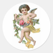 Antiek Valentijn Cupid Ronde Sticker (Voorkant)