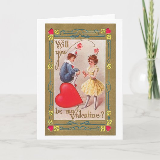 Antiek Valentijn Feestdagen Kaart (Voorkant)