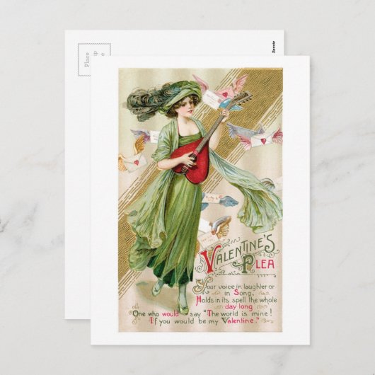 Antiek Valentijn Feestdagenkaart (Voorkant / Achterkant)