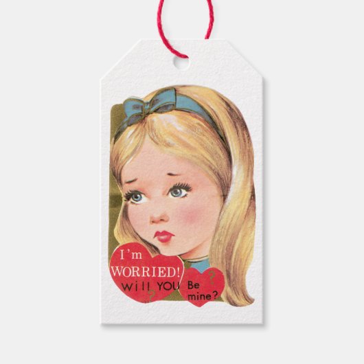 Antiek Valentijn Girl Heart Cadeaulabel (Voorkant)