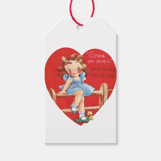 Antiek Valentijn Girl Heart Cadeaulabel (Voorkant)
