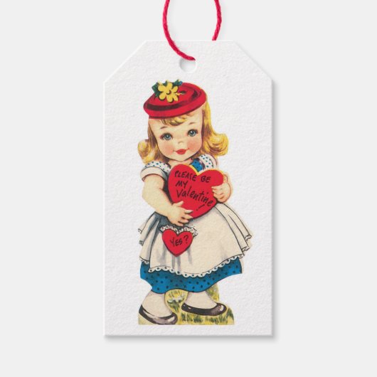 Antiek Valentijn Girl Heart Cadeaulabel (Voorkant)