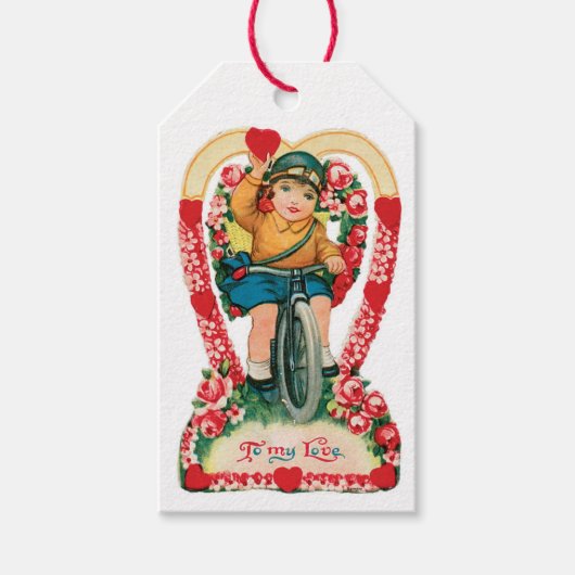 Antiek Valentijn Girl Heart Cadeaulabel (Voorkant)