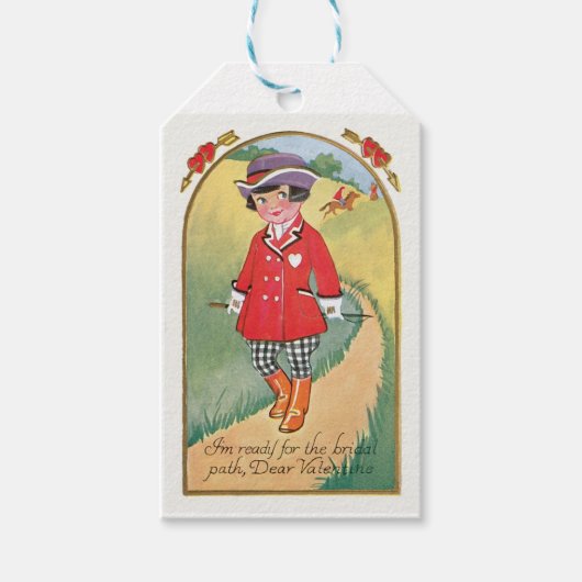 Antiek Valentijn Girl Heart Cadeaulabel (Voorkant)