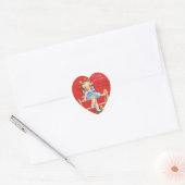 Antiek Valentijn Girl Heart Ronde Sticker (Envelop)