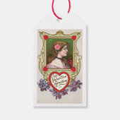 Antiek Valentijn Greetings Lady Cadeaulabel (Voorkant)
