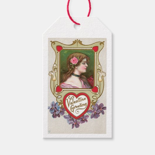 Antiek Valentijn Greetings Lady Cadeaulabel (Voorkant)