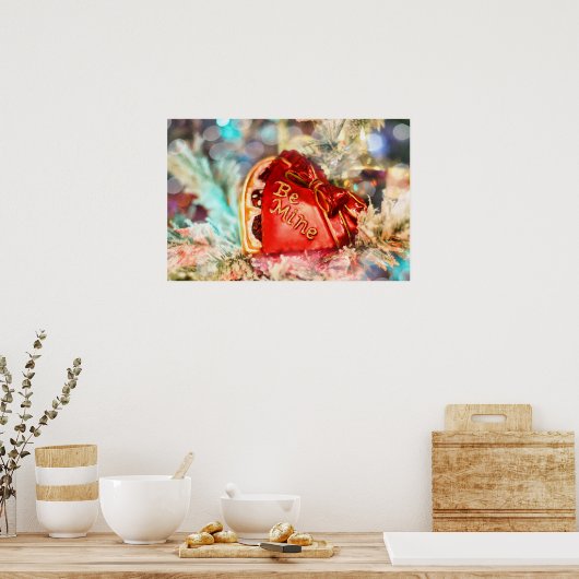 Antiek Valentijn hart in de rode BE mijn Poster (Keuken)