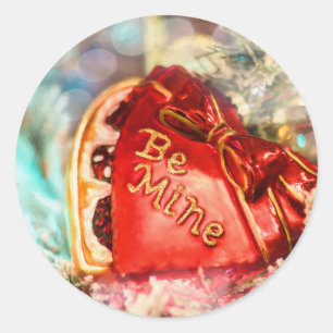 Antiek  Valentijn hart in de rode BE mijn Ronde Sticker