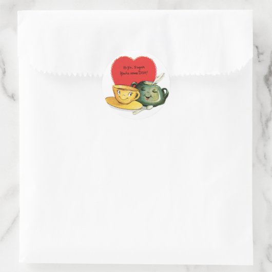 Antiek Valentijn Heart Ronde Sticker (Tas)
