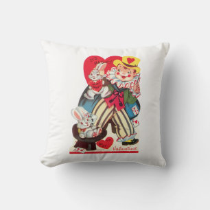Antiek Valentijn jongen met konijnen Kussen