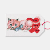 Antiek Valentijn Kat Hart Cadeaulabel (Voorkant (Horizontaal))