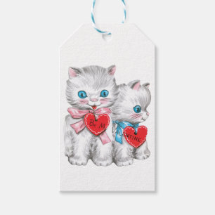 Antiek Valentijn Kittens Heart Cadeaulabel