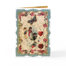 ANTIEK VALENTIJN LACE, CUPID, LOVERS EN BUTTERFLES