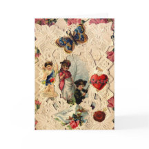 ANTIEK VALENTIJN LACE, CUPID, LOVERS EN BUTTERFLES