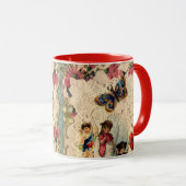 ANTIEK VALENTIJN LACE, CUPID, LOVERS EN BUTTERFLES MOK (Voorkant rechts)