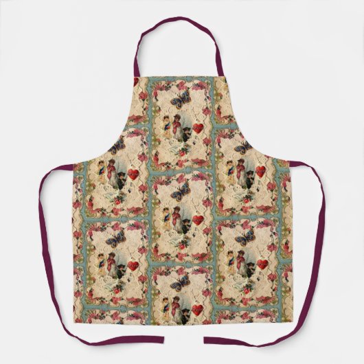 ANTIEK VALENTIJN LACE, CUPID, LOVERS EN BUTTERFLES SCHORT (Voorkant)