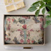 ANTIEK VALENTIJN LACE, CUPID, LOVERS EN BUTTERFLES TISSUEPAPIER (Geschenk)