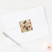 ANTIEK VALENTIJN LACE, CUPID, LOVERS EN BUTTERFLES VIERKANTE STICKER (Envelop)