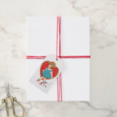 Antiek Valentijn meisje met Kitten Cadeaulabel (Met Touw)