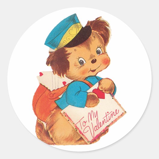 Antiek Valentijn puppy Ronde Sticker (Voorkant)