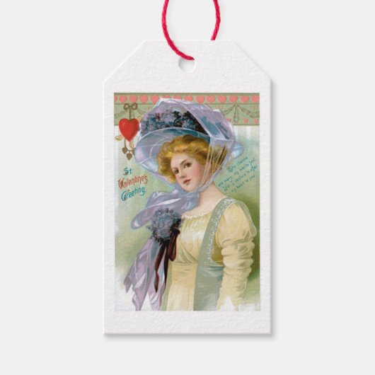 Antiek Valentijn Violet Floral Lady Cadeaulabel (Voorkant)