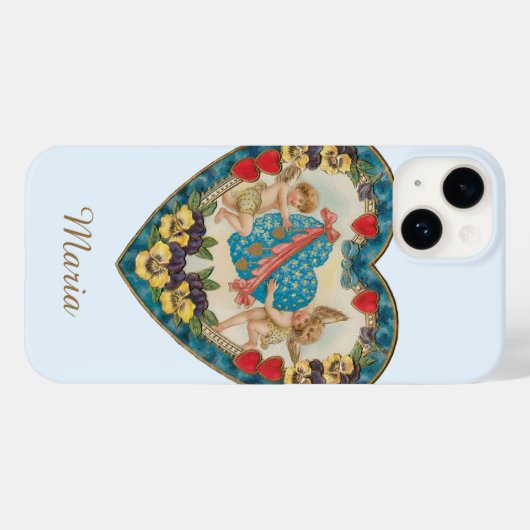 Antiek Valentijnsdag,  engelen in een hart Case-Mate iPhone Case (Achterkant (horizontaal))