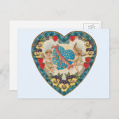 Antiek Valentijnsdag,  engelen in een hart Feestdagenkaart (Voorkant / Achterkant)