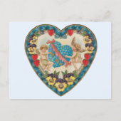 Antiek Valentijnsdag,  engelen in een hart Feestdagenkaart (Voorkant)