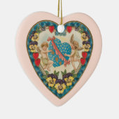 Antiek Valentijnsdag,  engelen in een hart Keramisch Ornament (Rechts)